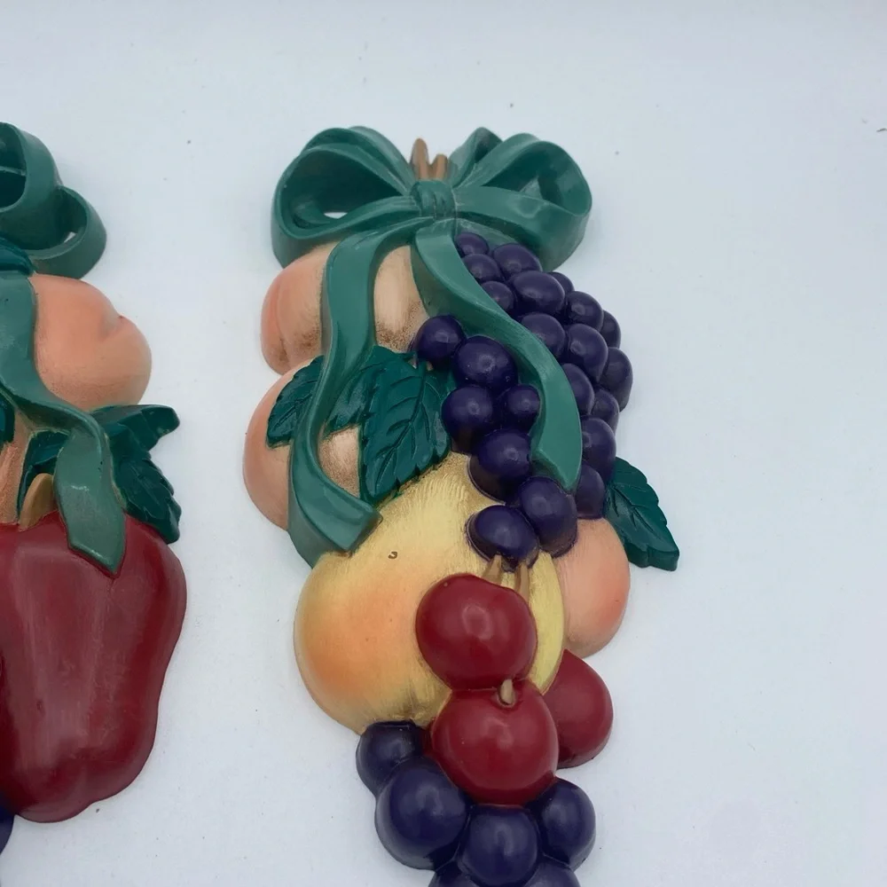 VTG 90’s  Burwood Products Fruit Kitchen Wall Decor Grapes apple 8.5”